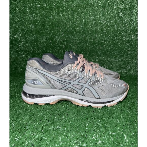ASICS Gel Nimbus 20 Womens Size 6 Medium Width Pink Light Grey Running Shoes - Picture 1 of 10